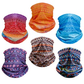Paquete de 6 polainas para el cuello, pasamontañas elásticas, transpirables, versátiles, para mujeres y hombres, Paquete de 6 multicolor
