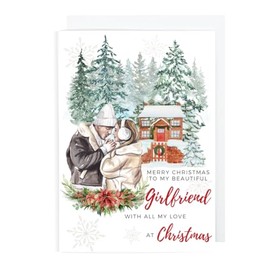 Second Ave Girlfriend Romantic Village Winter Scene Christmas Xmas Holiday Festive Greetings Card