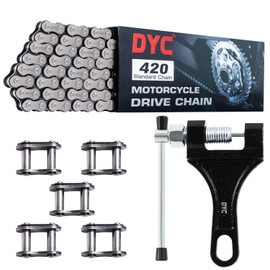 DYC 420 Motorcycle Chain 132 Links for 50 70 90 110 125 196 212cc Coleman SSR TaoTao Coolster Apollo Baja Kazuma Chinese ATV, 420 Chain for Mini Bike Dirt Bike Go Kart with Chain Breaker Tool