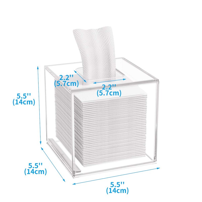 HIIMIEI Acrylic Tissue Box Cover Clear Tissue Holder Square Napkin