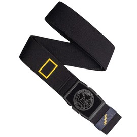 Arcade Experience National Geographic 1888 Unisex Belt, Heavy Duty Elastic Webbing, Non-Metal Travel Friendly Buckle, Black