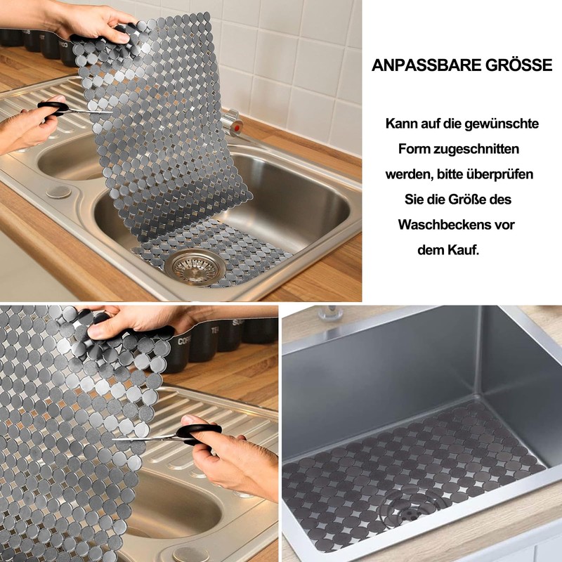 aghoer PVC Sink Mat for Kitchen Sink - Grey 30