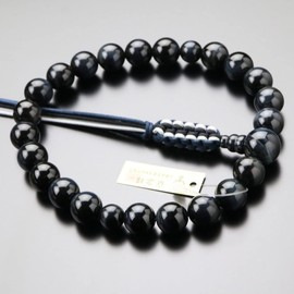 "Special Price" Jodo Shinshu Buddhist Beads for Men, 22 Beads, Blue Tiger Eye Stone, String Tassels (Real Buddhist Beads, Kyoto Buddhist Beads, Kyoto, Monto, Shinshu Buddhism, Blue Tiger Eye, Tiger