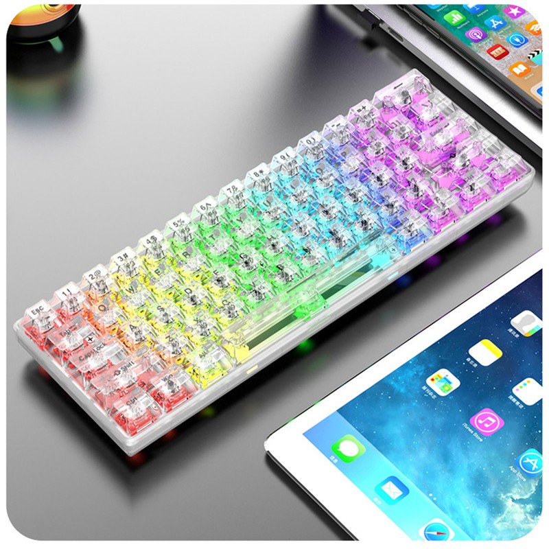 Mechanical Keyboard Bluetooth 2.4G Wireless Wired Hot Swappable White Switch