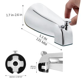 Metal Universal Bathroom Tub Spout Compatible with Westbrass E531D-1F-62, Tub Spout with Diverter, 4-inch Slip-on Diverter Tub Spout Bath Tub Spout with Shower Diverter Bathtub Faucet Spout (Silver)