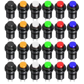 Gebildet 24 x 12 mm latching locking push button switch, SPST on/off AC 250 V/1.5 A 125 V/3 A, plastic DIY snap-in switch, mini press button for car trumpet, PC, table lamp, front doorbell