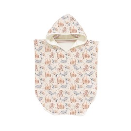 Beach baby london Hooded Unisex Sea Life Muslin Poncho Soft Towel, 100% Cotton, 3-5 Years, Beige For Beach Or Bath (multi beige, 3-5)