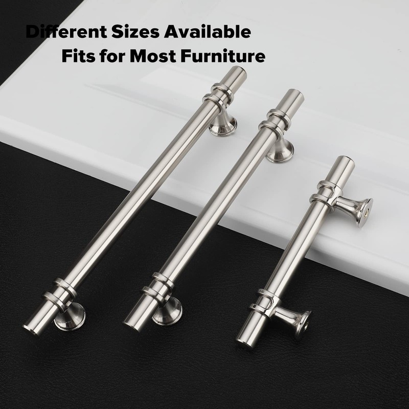 Rergy 10 Pack Cabinet Pulls Brushed Nickel 3inch(76mm) Cabinet Pulls