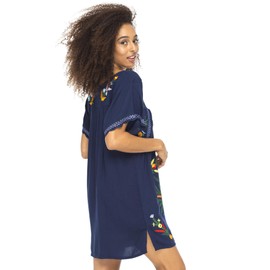 Back From Bali Mexico Embroidered Short Dress Navy XL
