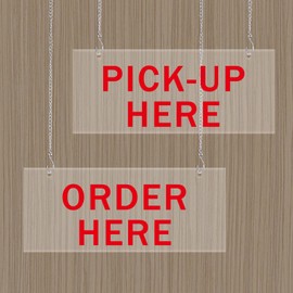 Order Here and Pick Up Here Signs,2 Pack Order Here Pick-Up Here Signs,Suitable for Restaurants, Cafes, and Bars,Bakery-13.5"x6"-Transparent