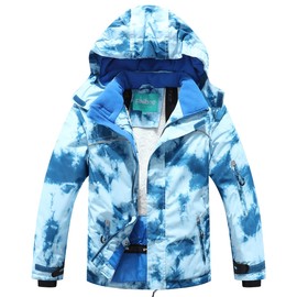 PHIBEE Big Boy's Waterproof Breathable Snowboard Ski Jacket Print/Blue 8