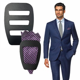 2 Pack Pocket Square Holder,Thin and Durable Gentlemen Hanky Silk Square Holders,Prefolded Fixed Square Scarf for Pocket,Suit Accessories for Men Suits,Tuxedos,Vests and Dinner Jackets