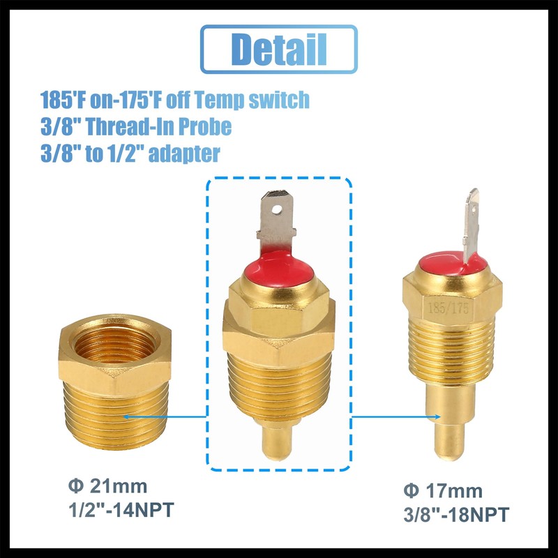 Hihaha 2 Electric Fan Relay Kit with Temperature Switc 185
