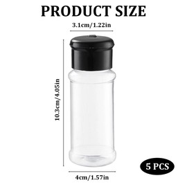 mkemka 5Pcs Empty Spice Jars Spice Storage Containers Plastic Seasoning Containers Spice Jars with Lids Portable Black Clear Seasoning Bottles for Home Kitchen Spice Storage