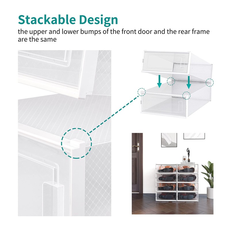 PARANTA 8-Piece Boot and 12-Piece Shoe Storage Box, Stackable Clear