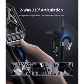 Ralcam Two-Way Articulating Borescope, 0.24in/6.2mm Inspection Endoscope Camera with Light HD 6.6FT Semi-Rigid Cable Video Snake Camera Scope for Automotive Aircraft Mechanics