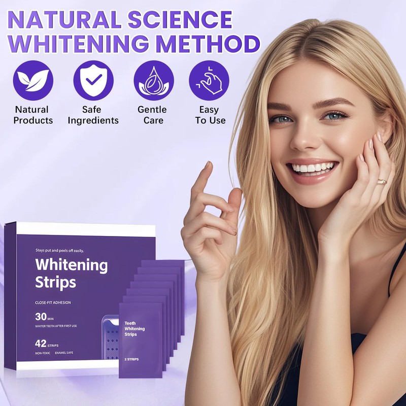 Purple Teeth Whitening Strips（42 Strips） Purple Whitening Strips, Enamel Safe