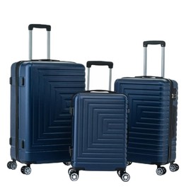 FUNNy elf Luggage Set of 3, Modern ABS Spinner Wheels 3-Piece Luggage Set for Travellers 20''/24''/28'' Men Women Travel Suitcase (Blue)