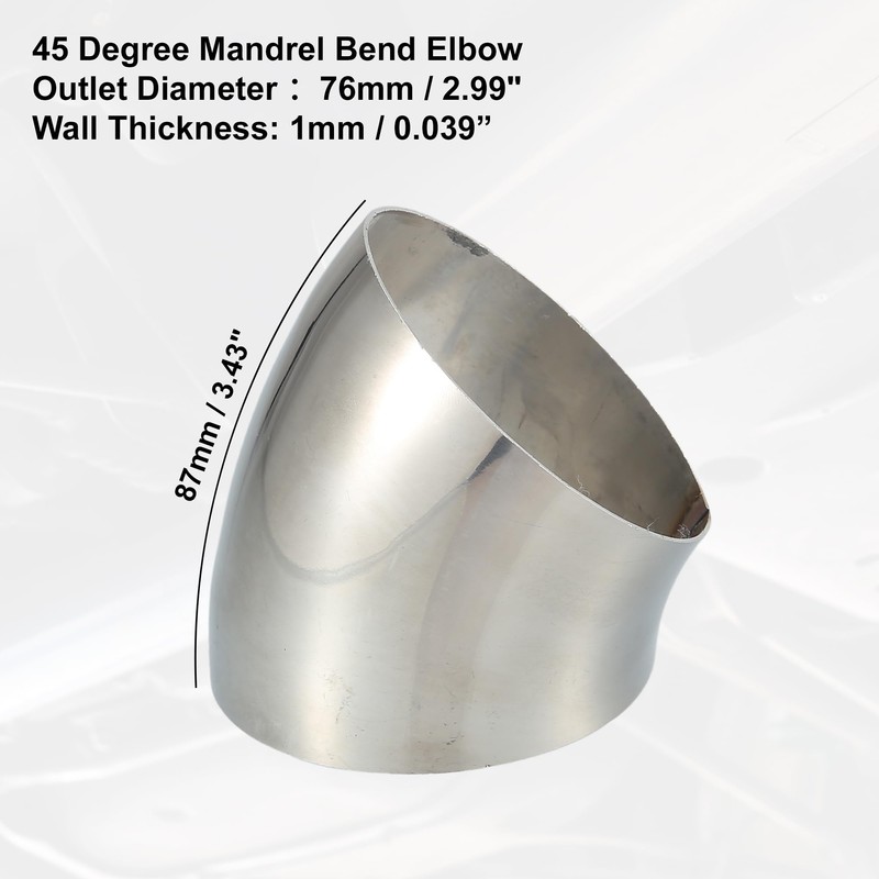 X AUTOHAUX 2pcs 45 Degree Stainless Steel Bend Exhaust Elbow