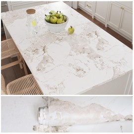 VEELIKE 354''x32'' Wide Onyx White Marble Contact Paper for Countertops Waterproof Peel and Stick Countertops Marble Wallpaper for Counter Tops Desk Walls Self Adhesive Renter Friendly Countertop Wrap