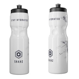 SHAHZ Drink Bottle 800ml, 2-Pack Lightweight, BPA Free Motivational Squeeze Water Bottle for Exercise, Gym, Bike, Cycling, Running, and All Outdoor Sports (White)