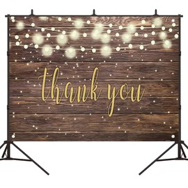 Bellicremas Rustic Wood Thank You Backdrop Lights Happy Retirement Background Gold Thank You for All You Do Thanks to Staff Teachers National Nurse’s Day Banner with Copper Grommets