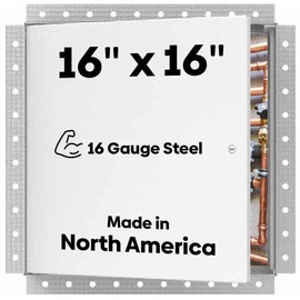 BEST 16" x 16" Universal Metal Access Panel with Bead Flange, 16-Gauge Steel Access Door with Hidden Hinge, LEED Compliant Access Panel for Non-Rated Drywall/Ceilings, Screwdriver Latch,AMZ-BA-AHD-GYP