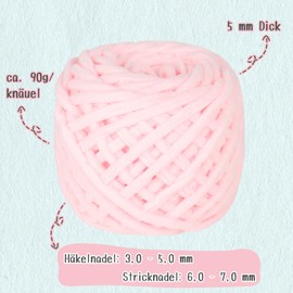 Coopay Chunky Wool for Crochet, 4 x 90 g Thick Wool for Knitting, Thick Yarn, Plush Yarn Wool for Knitting, Soft Wool, Thick Yarn, Fluffy for Blankets, Scarves, Dolls - Light Pink