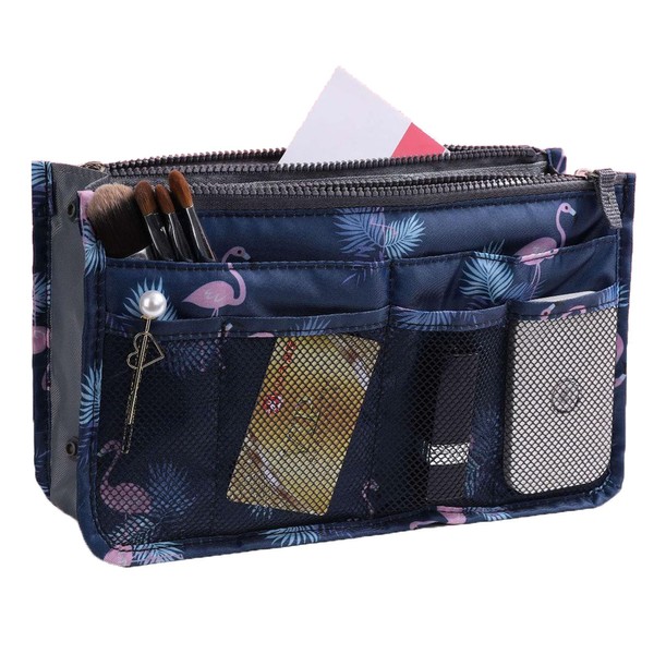 YUEMING Printed Insert Handbag Organiser, Cosmetic Organiser, 13 Pockets, Expandable