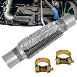Flexible Exhaust Pipe 45 x 203 x 303 mm, Flex Piece Exhaust Corrugated Pipe, Corrugated Pipe, Stainless Steel Trouser Pipe, Flex Pipe Exhaust Pipe with 2 Clamps, Repair Pipe Flexible Universal