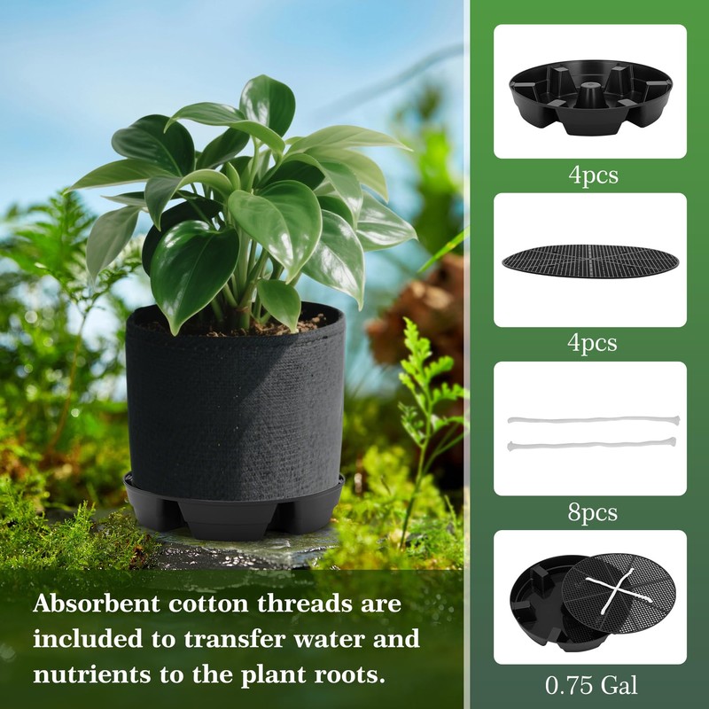 P Polerden 4-Pack Self Watering Fabric Pot Base, Auto Pots