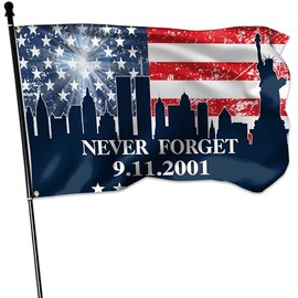KNAPAL - Bandera 911 Never Forget de 3 x 5 para exteriores, Día Patriótico Americano, Recordar el 9/11, banderas de poliéster de doble ca...