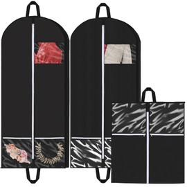 2PACK 54” Breathable Clothes Covers with 2 Zipper Pockets and 3.5” gusset, Foldable Men Suit Storage Bag with Carry Handles for Business Travel, Hanging Dress Bag Covers Garment Cover Bags for Storage