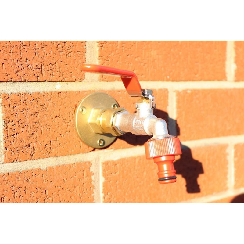 Outside 1/2'' Garden Tap with Through The Wall Flange Bracket