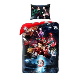 Halantex Demon Slayer Single Bedding Set, Duvet Cover 140 x 200 cm + Pillowcase, Polyester