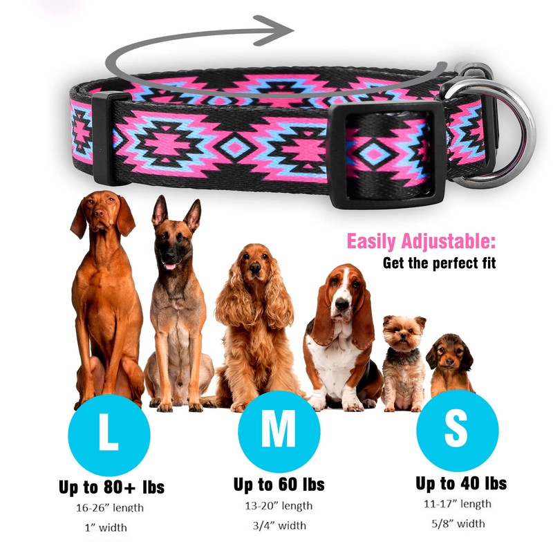 Native Pup Western Dog Collar, Cute Designer Aztec Tribal Pattern,