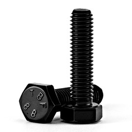 M8-1.25 x 25mm Heavy Duty Hexagon Bolts Hex Head Screws, 8.8 Grade Alloy Steel, Black Oxide Finish, Metric Machine Fully Threaded, 25PCS