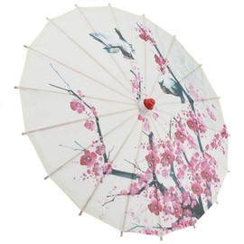 Omabeta Pretty Classical Handmade Oil Paper Umbrella with Wooden Handle,Exquisite DIY Chinese Classical Plum Blossom Handmade Umbrella for Dancing Props Cosplay Photography