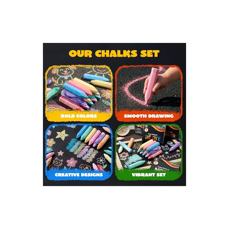 JOYIN 18 PCS Washable Sidewalk Chalk, 3 Packs Total, 3