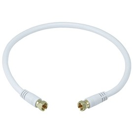 Monoprice RG6 Quad Shield CL2 Coaxial Cable with F Type Connector, 1.5ft, White