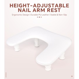 KADS 3-Height Adjustable Nail Hand Rest Pillow - Ergonomic Manicure Hand Cushion with Non-Slip Base for Nail Art, Gel Polish & Acrylics