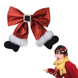 Xmas Christmas Hair Clip Accessories for Girls Women Glitter Bow Hair Clip Christmas Sparkly Hair Barrette Christmas Bows for Hair Red Black Hair Pin Stocking Hair Clips Cheer Christmas Hairpin