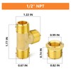 GASHER 2PCS Brass Male Tee Pipe Fitting T Adapter, 3