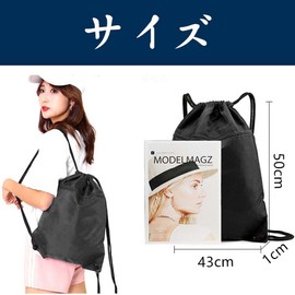 zakata Knapsack, Gym Sack, Drawstring Bag, Large Capacity, Waterproof, Lightweight, Separate Wet/Dry, Convenient Storage, Shoe Storage Bag, Eco Bag, Drawstring Bag, For Swimming, Exercise, Travel,