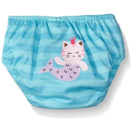 Kiko & Max Girls' Absorbant Reusable Swim Diaper, Mermaid (Turquoise), Large