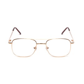 Calabria 8151 Square Pilot Metal Reading Glasses +5.00 Gold Men Women Designer Classic Trendy Readers Stylish Chic Eyeglass