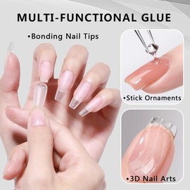 SUTOKAKA Solid Nail Glue Gel for Soft Gel Nail Tips, 20g Super Strong Nail Glue for Acrylic Nails Extension Press On Nails Fake Nails, Lamp Curing Needed Soak Off Nail Art Salon DIY at Home