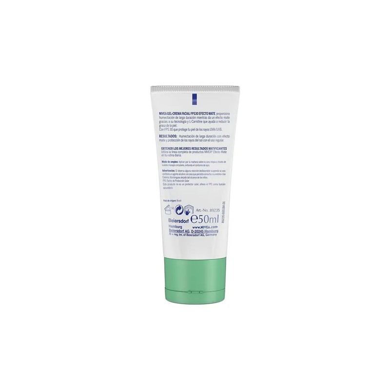 Crema Facial Hidratante Nivea Efecto Mate Con Fps 30 50