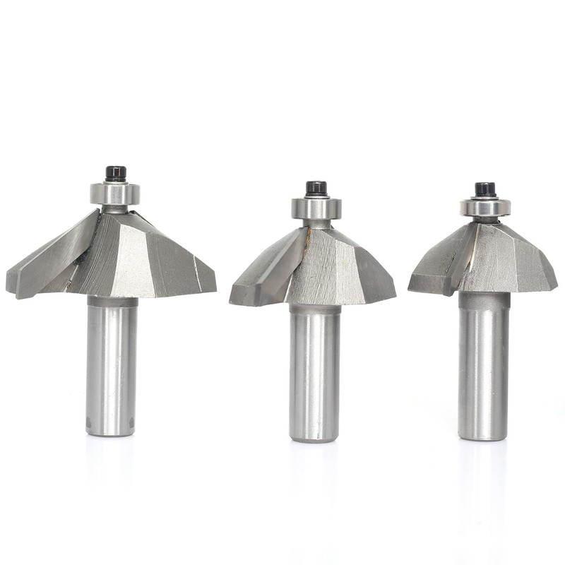 Akylin 4pcs 60 Degree Chamfer Bit Set,1/2" Shank,3/16",5/8",3/4" and 7/8"
