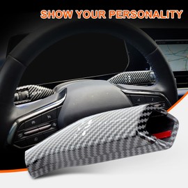 Mooseforge Digital Column Mounted Shifter Cover Compatible with 2025 Chevy Equinox Traverse Tahoe Suburban GMC Terrain Acadia Interior Accessories (Glossy Carbon Fiber Pattern)